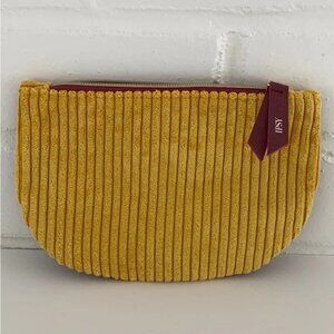 September 2020 Ipsy Glambag Corduroy Burgundy and Yellow makeup bag